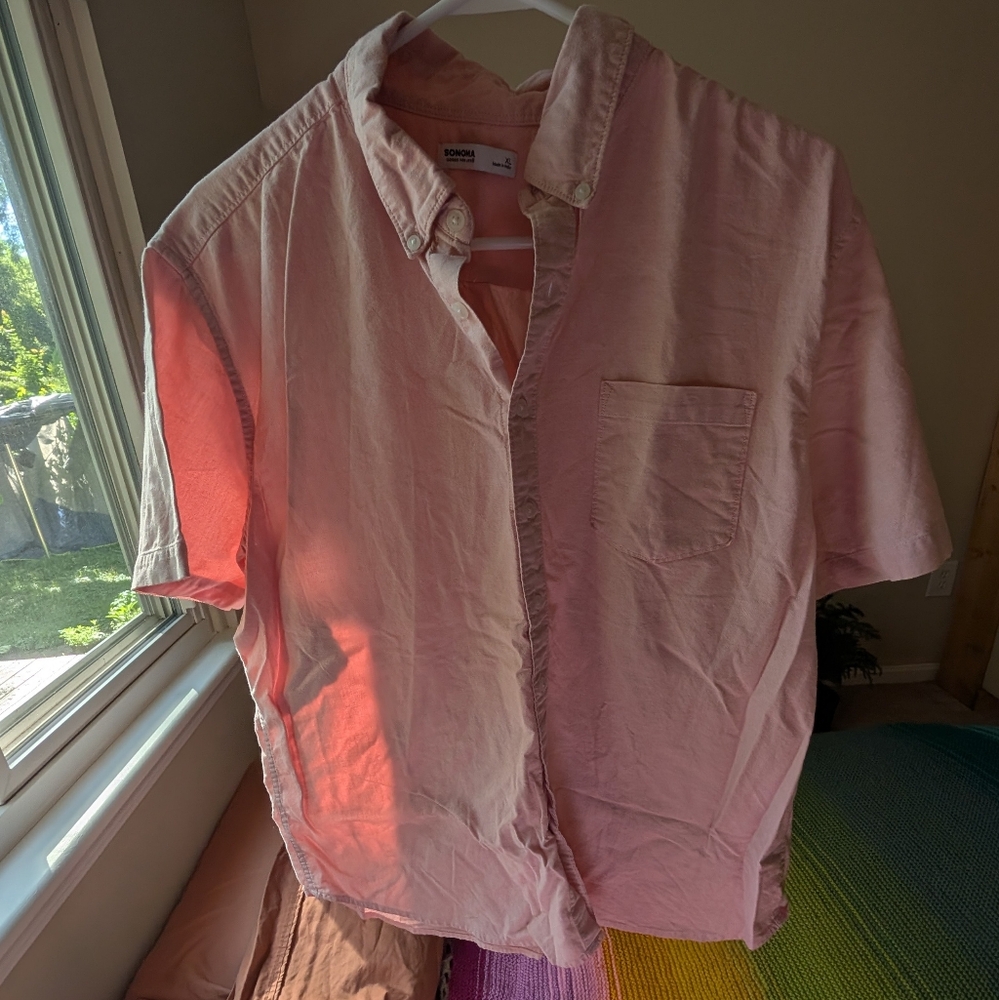 Sonoma XL pink short sleeve button down